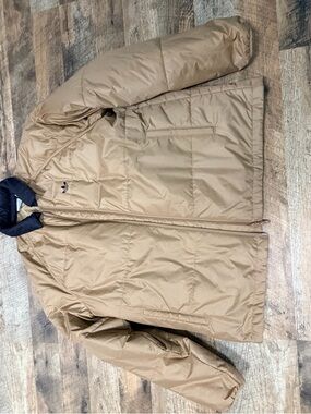 adidas Brown Puffer Jacket with Dark Contrast Collar